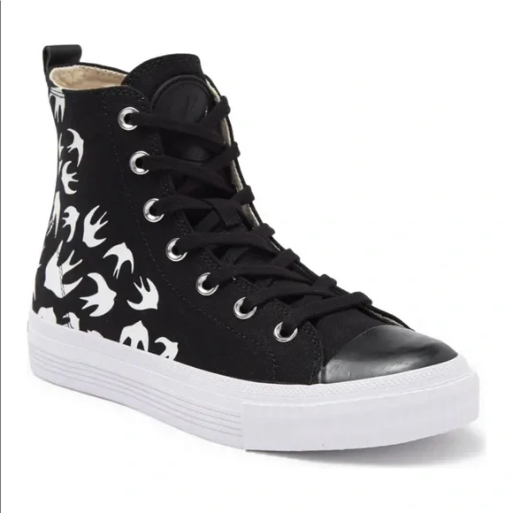 McQueen Hi Top Sneakers Black White Sparrows Brand New - Picture 1 of 11
